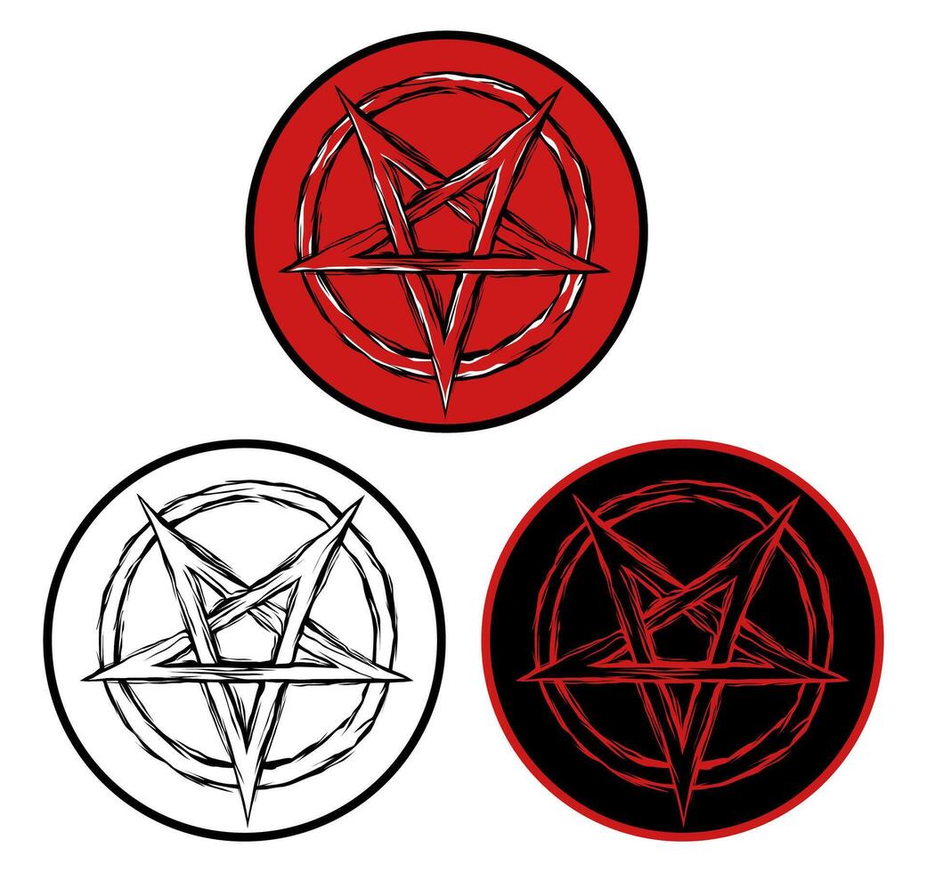 uppsättning invertera pentagram tecken. pentagram ondska symbol vektor