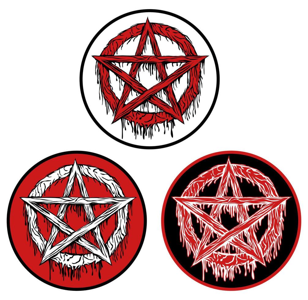 uppsättning pentagram tecken ikon. pentagram mörker symbol vektor