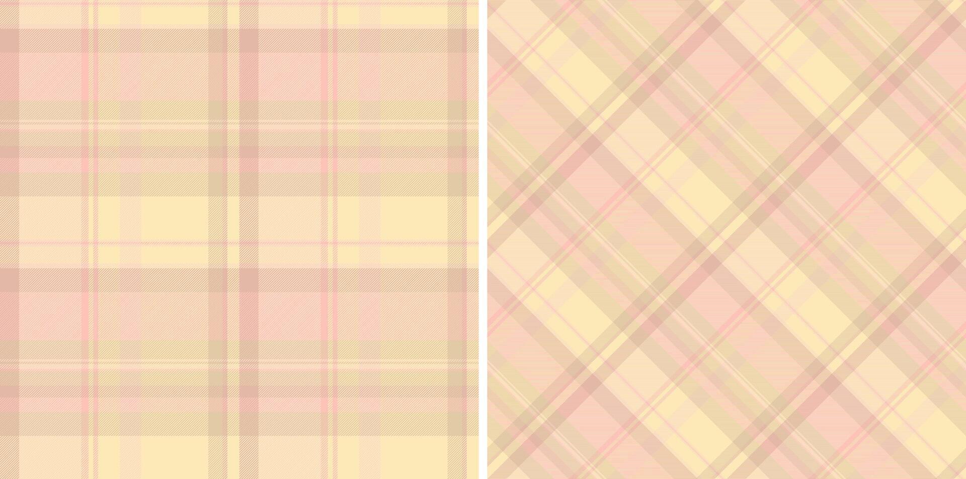 Textur Hintergrund prüfen von Muster Stoff nahtlos mit ein Textil- Plaid Schottenstoff. einstellen im stilvoll Farben von Symmetrie Gewebe Entwürfe. vektor