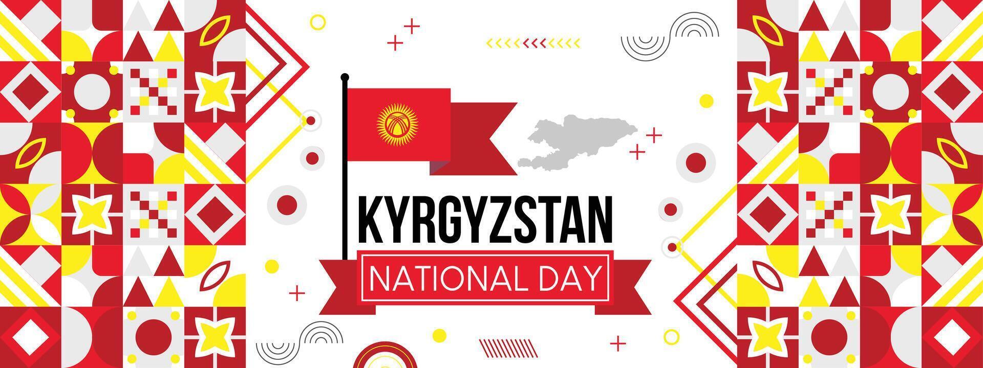 National Tag von Kirgisistan Banner design.kreativ Unabhängigkeit Tag Banner, Poster, Karte, Banner, Vorlage, zum feiern jährlich vektor
