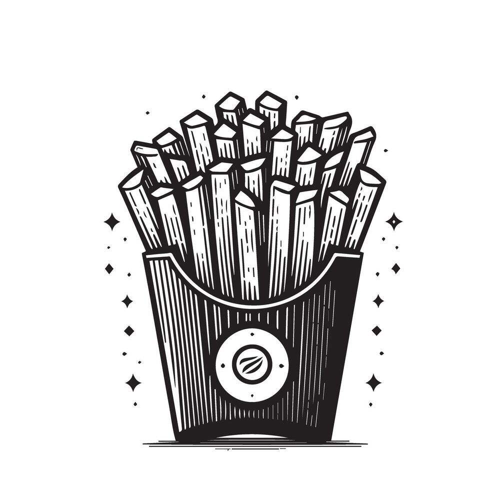 franska frites illustration. franska frites logotyp isolerat på vit bakgrund vektor