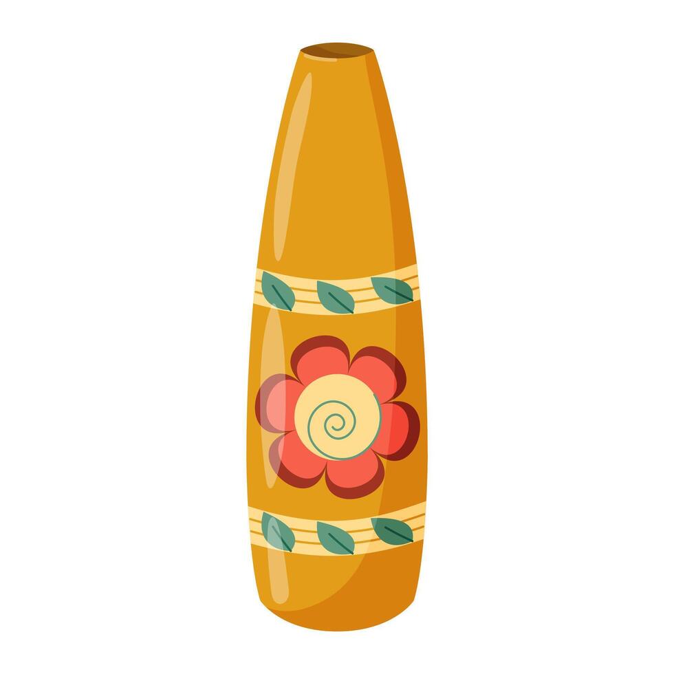 farbig Keramik Vase. Porzellan Vase zum Blumen, Antiquität Keramik, Blumen- und abstrakt Muster. Vase Keramik, Blumen- Topf, bunt Krug. modisch eben Stil isoliert auf Weiß Illustration vektor