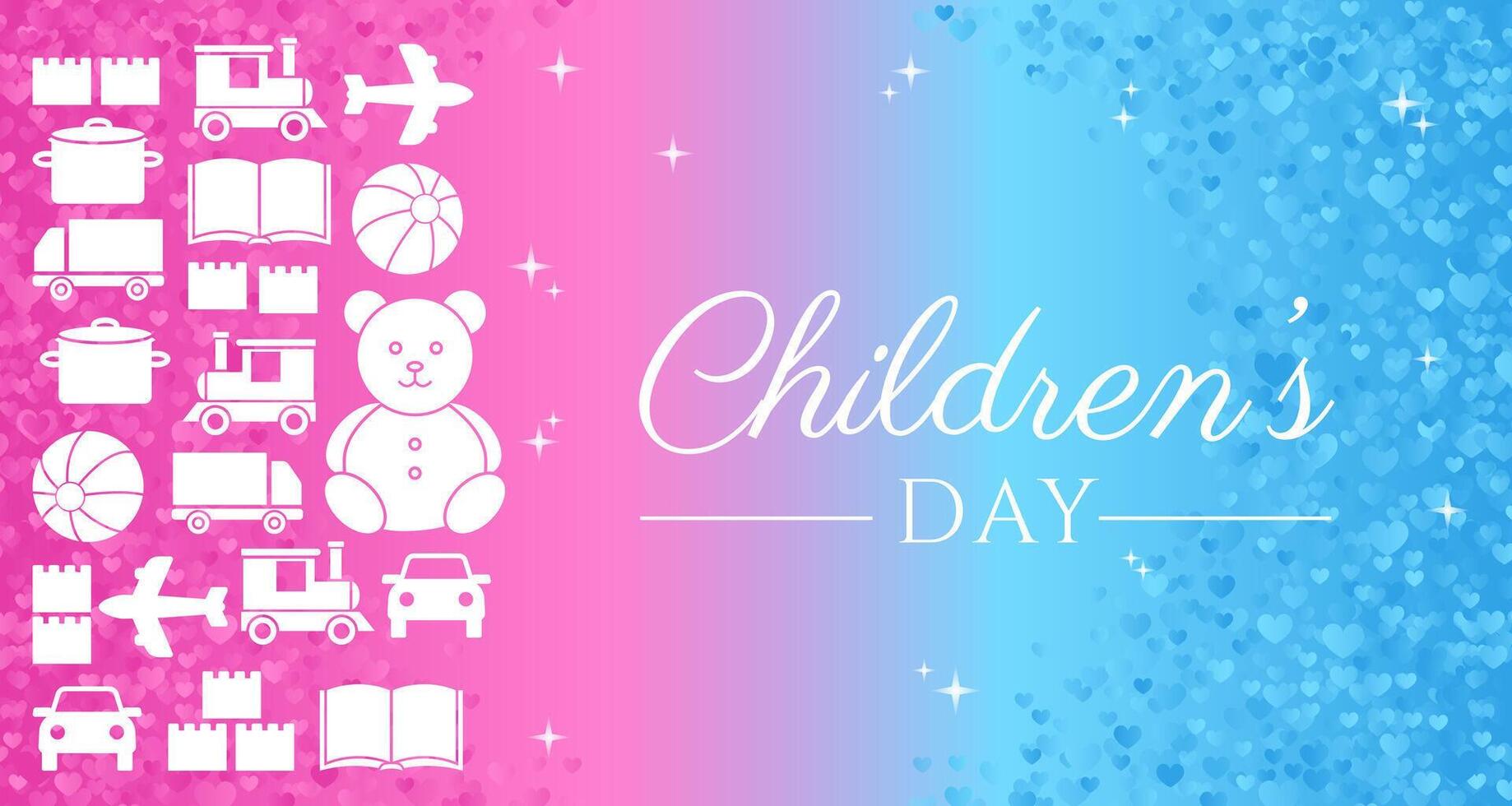 magisk barns dag bakgrund illustration i rosa och blå färger vektor