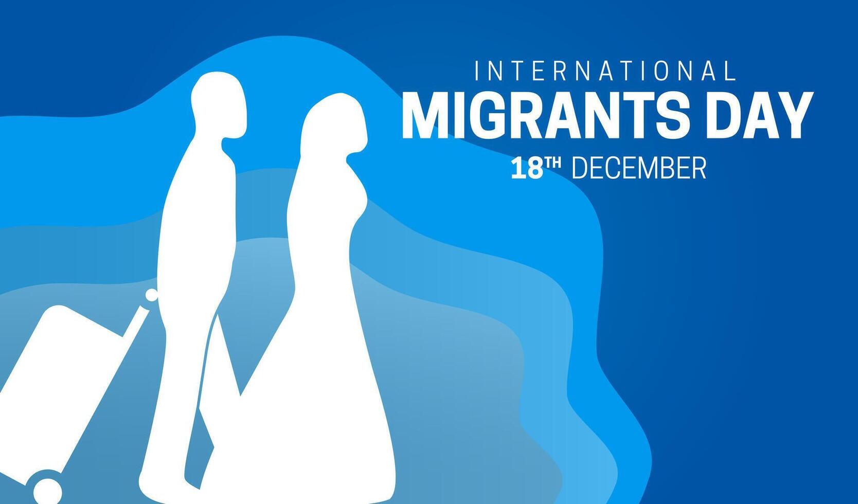 Blau International Migranten Tag Hintergrund Illustration mit abstrakt Wasser Wellen vektor