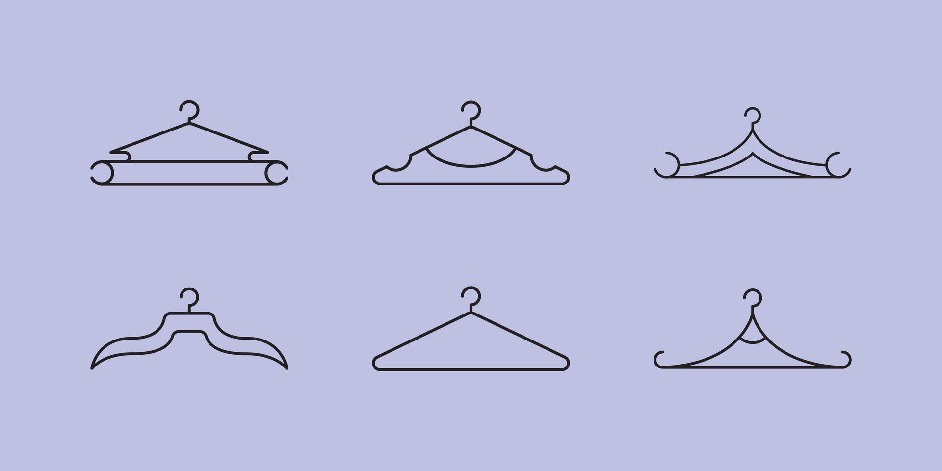 uppsättning samling av kläder galge logotyp linje konst ikon mönster, minimalistisk galge logotyp ikon vektor