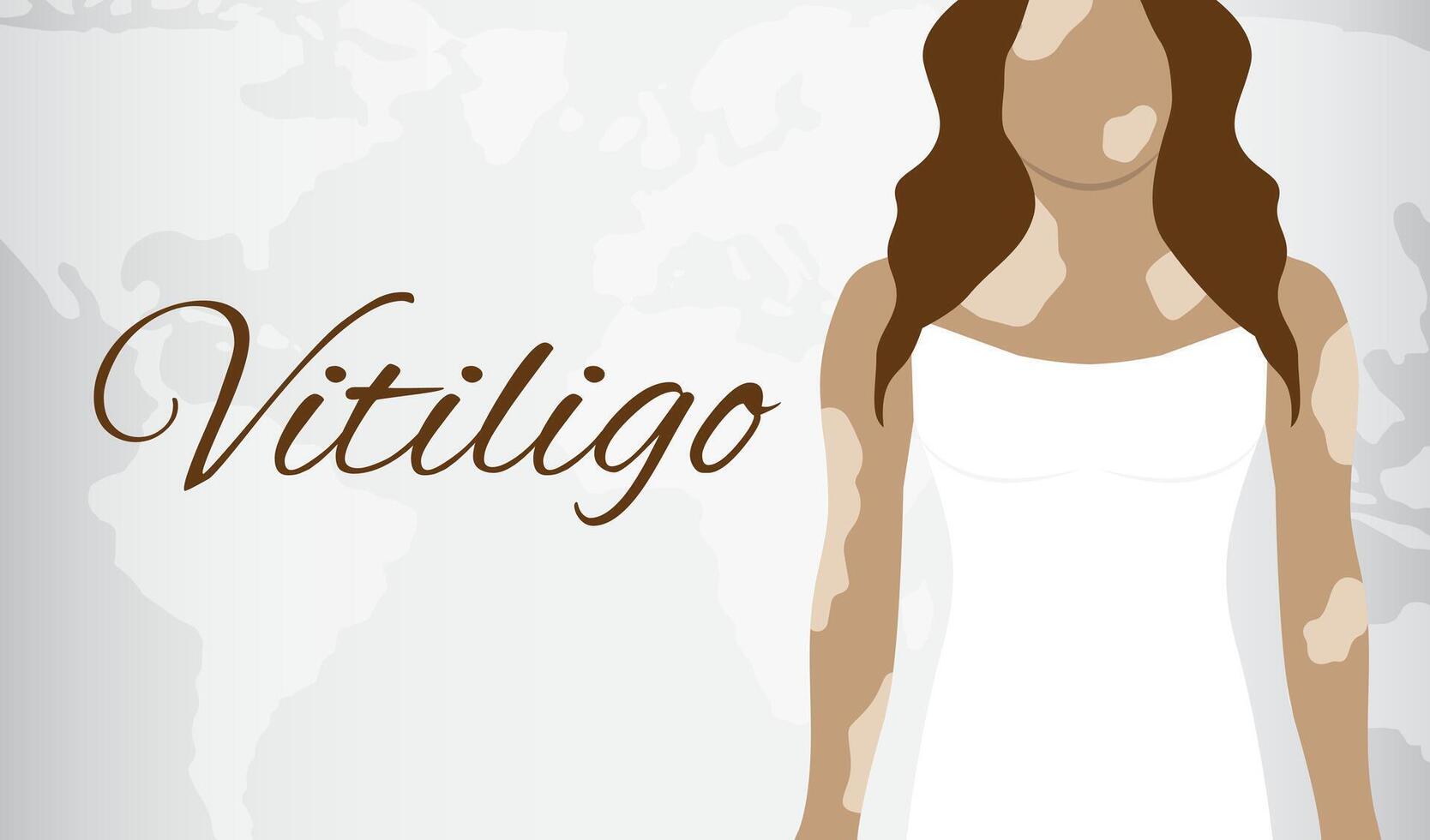 Vitiligo Haut Krankheit Illustration mit Welt Karte Hintergrund vektor