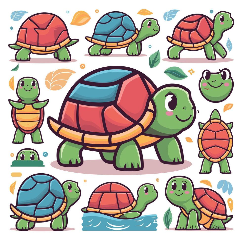 Illustration von ein lächelnd Karikatur Schildkröte Weiß Hintergrund vektor