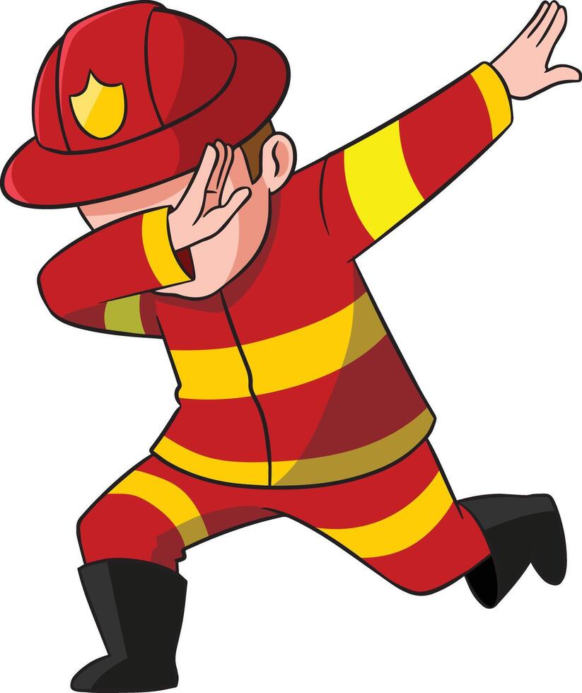 dabbing brandman karaktär illustration vektor