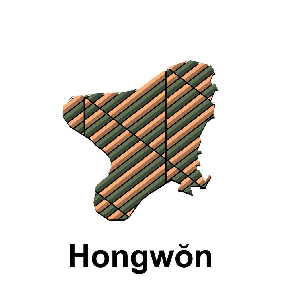 hongwon Karta. Karta av norr korea Land färgrik design, illustration design mall på vit bakgrund vektor