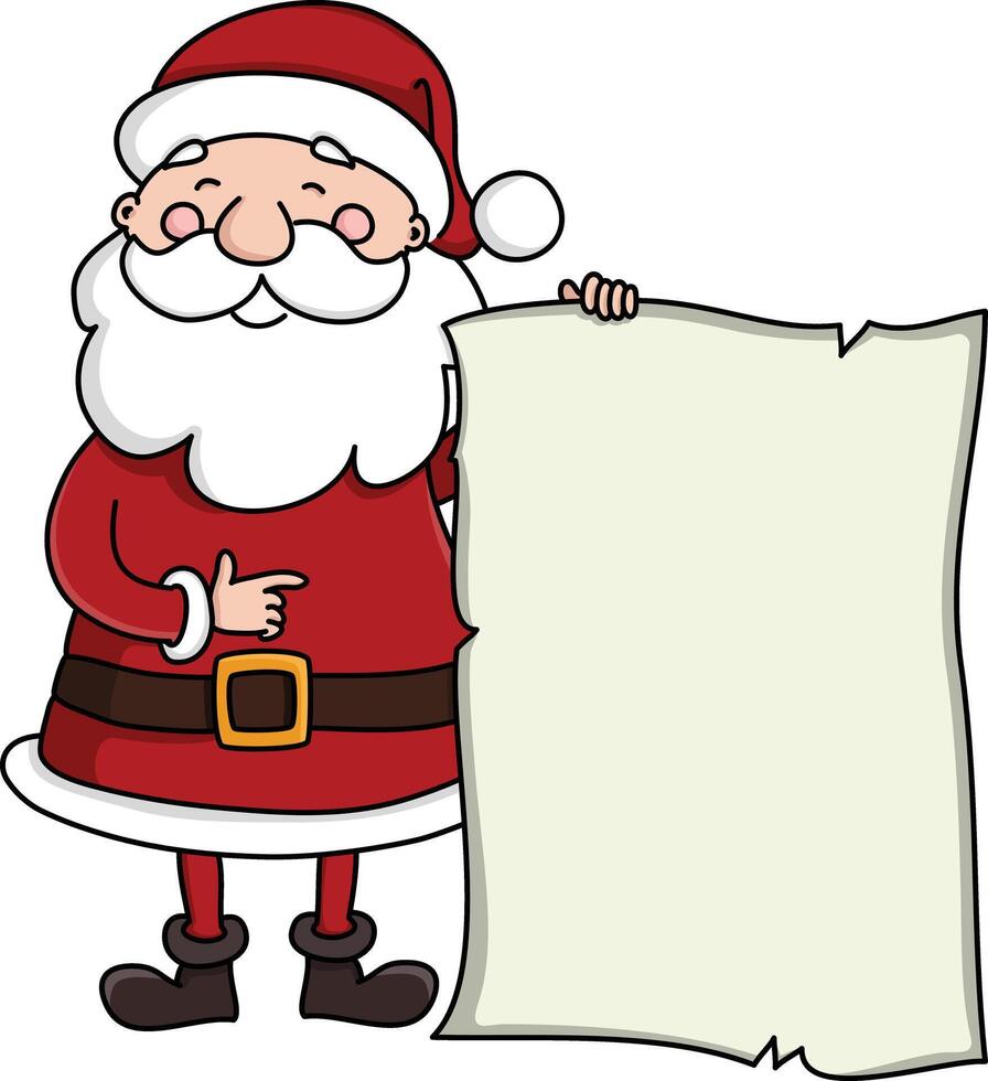 Santa claus halten ein leeren Papyrus Illustration vektor