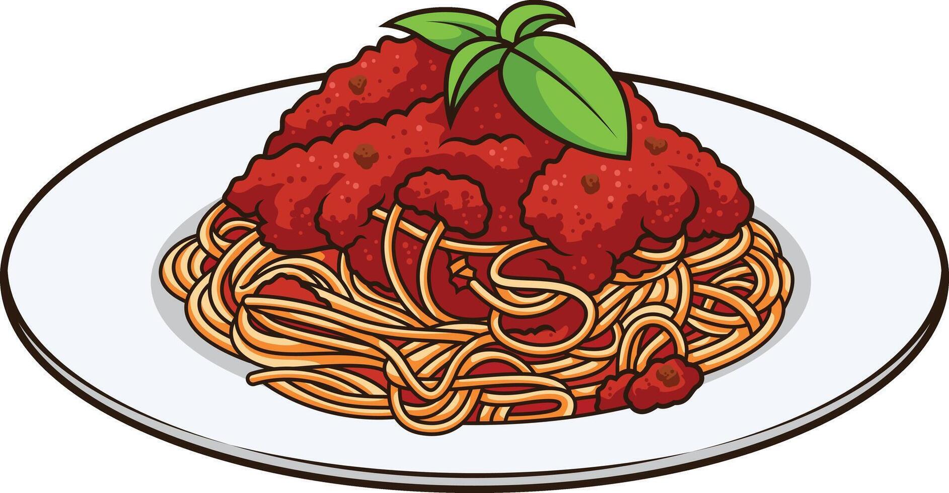 Spaghetti auf Teller Illustration vektor