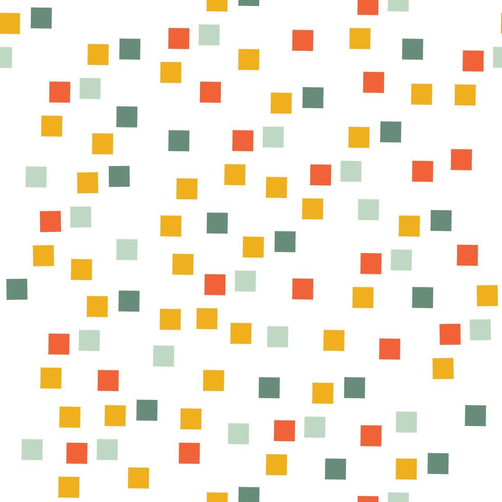 chaotisch Quadrate, Rauten nahtlos Muster. abstrakt Hintergrund. süß einfach Formen im ein Spaß Jahrgang Palette, perfekt zum Geschenk Verpackung Papier. vektor