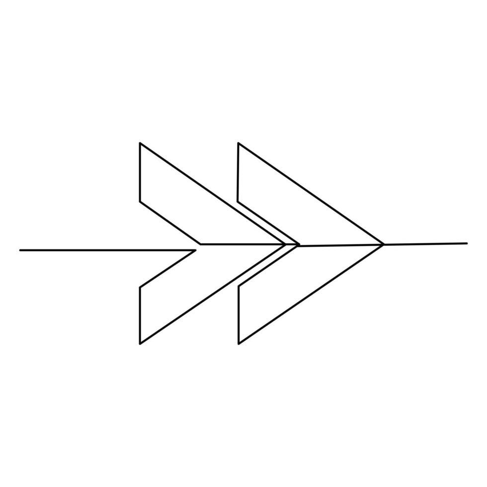 einer Linie Zeichnung von Pfeile links und richtig linear Pfeile kontinuierlich Linie Kunst Illustration Design vektor