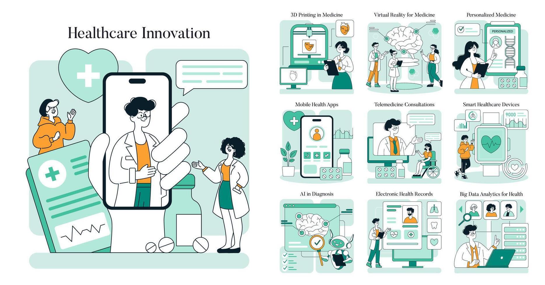 sjukvård innovation. platt illustration vektor