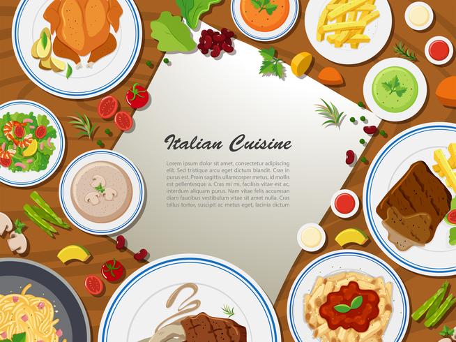 Affischdesign med italiensk mat vektor