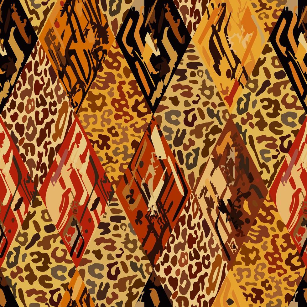 hell nahtlos ethnisch afrikanisch Muster mit Leopard Haut im warm Farben vektor