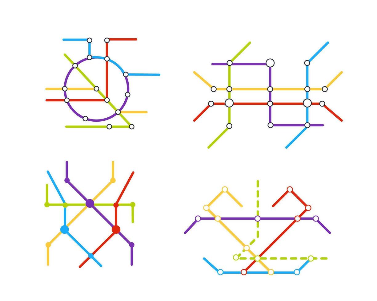 Metro U-Bahn Stadt Karte. unter Tage Transport System. Öffentlichkeit Transport vektor