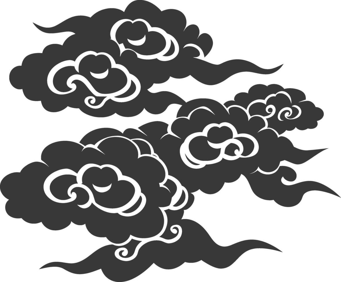 Silhouette Chinesisch Wolke Symbol schwarz Farbe nur vektor