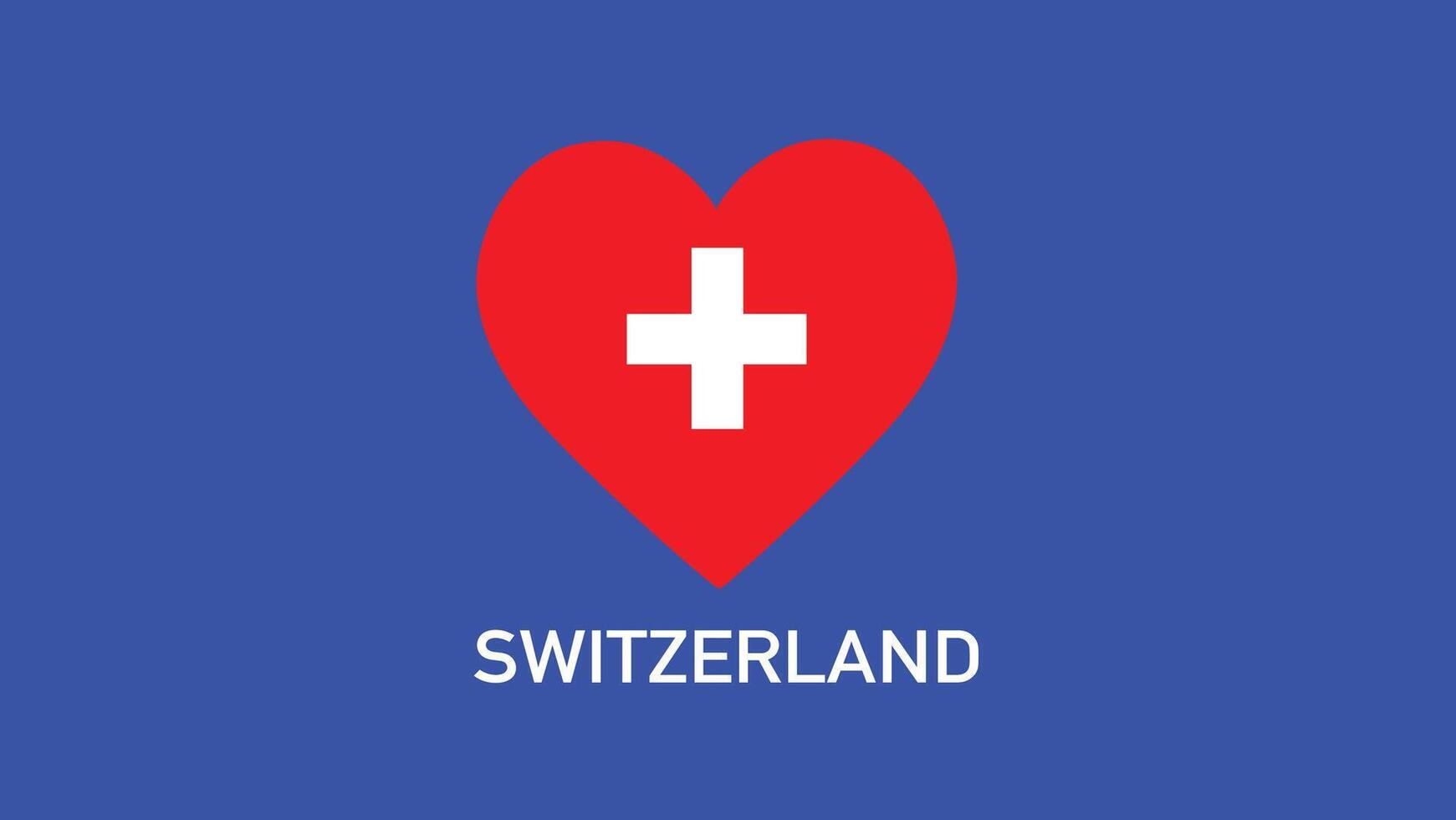 Schweiz Flagge Herz Teams europäisch Nationen 2024 abstrakt Länder europäisch Deutschland Fußball Symbol Logo Design Illustration vektor
