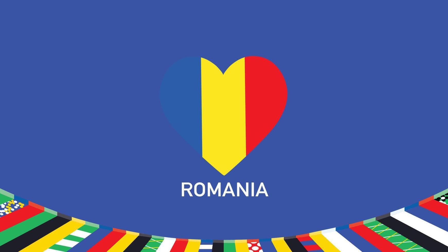 Rumänien Emblem Herz Teams europäisch Nationen 2024 Symbol abstrakt Länder europäisch Deutschland Fußball Logo Design Illustration vektor