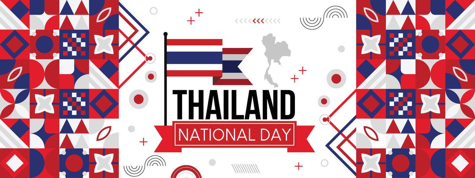 thailand nationell dag baner med thai flagga och Karta färger tema bakgrund och geometrisk abstrakt Asien modern röd blå vit design. bangkok asiatisk supportrar. vektor