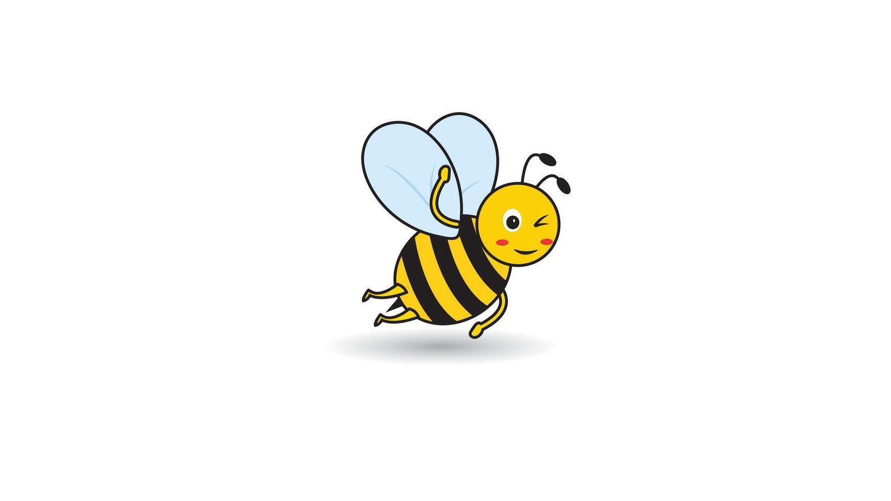 Symbol Biene Karikatur, süß Biene winken Hand mit freundlich lächelnd Gesicht ,geeignet zum Färbung Buch , Maskottchen, Buch Startseite vektor