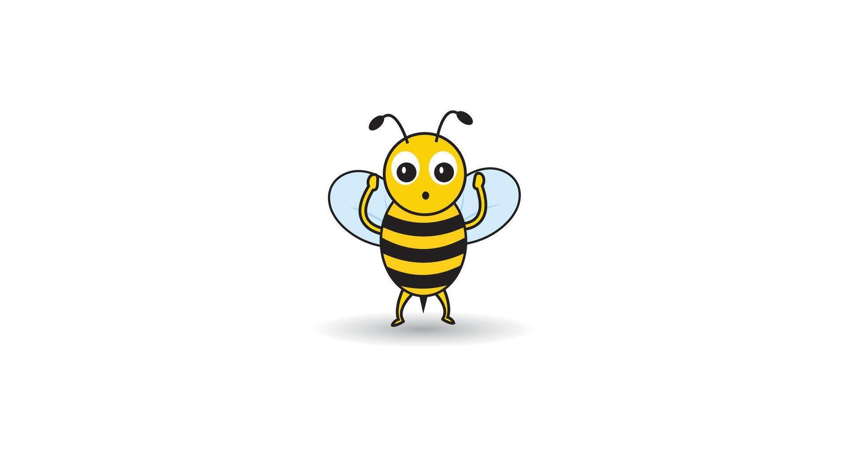 Symbol Biene Karikatur, süß Biene Schock mit Beeindruckend überraschen Gesicht ,geeignet zum Färbung Buch vektor