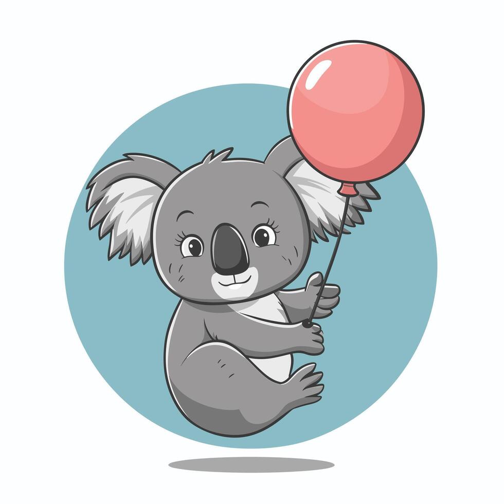 uppsättning av söt grå koala Björn i annorlunda poser äter sovande löv tecknad serie djur- design platt illustration isolerat på vit bakgrund vektor