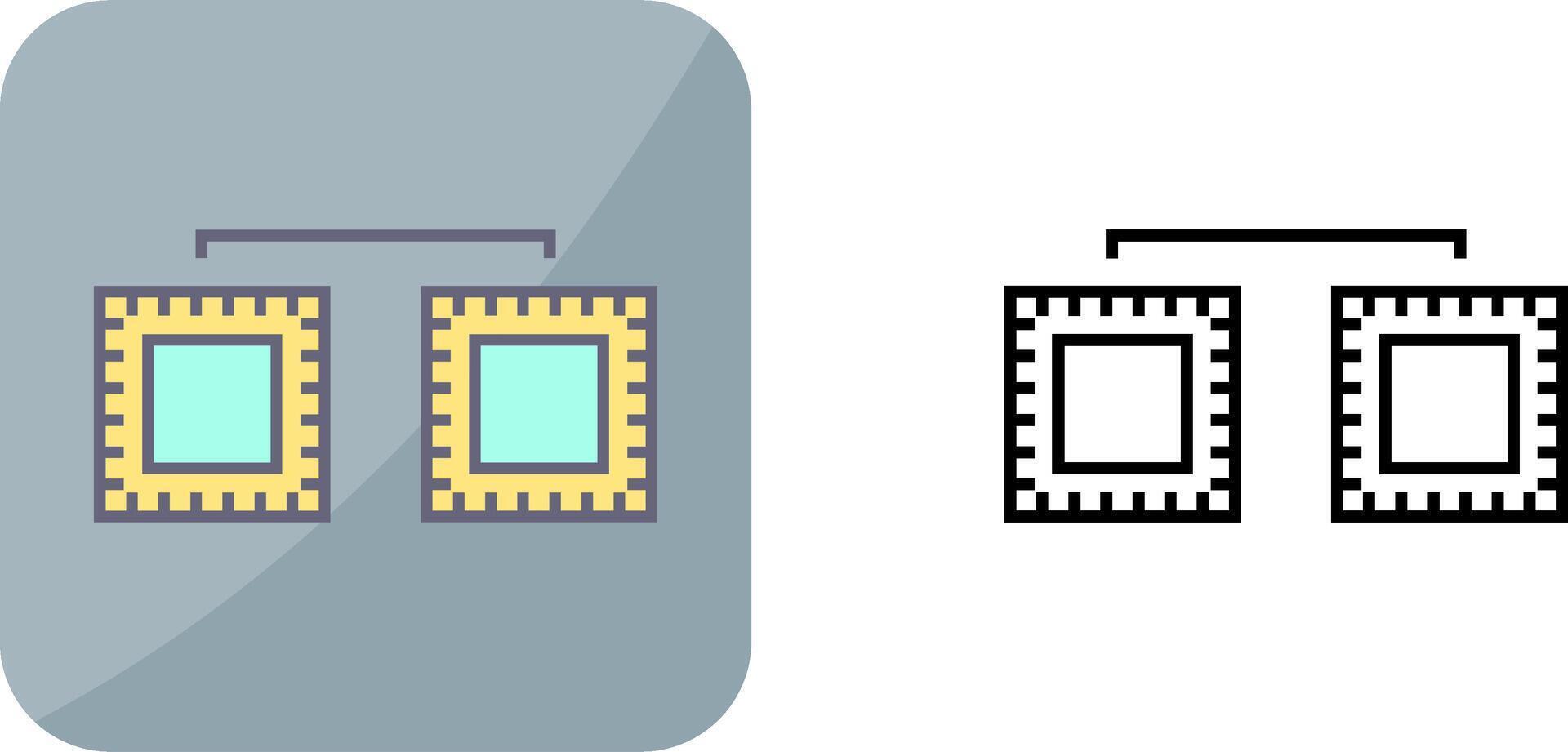 unik processorer ansluten ikon design vektor