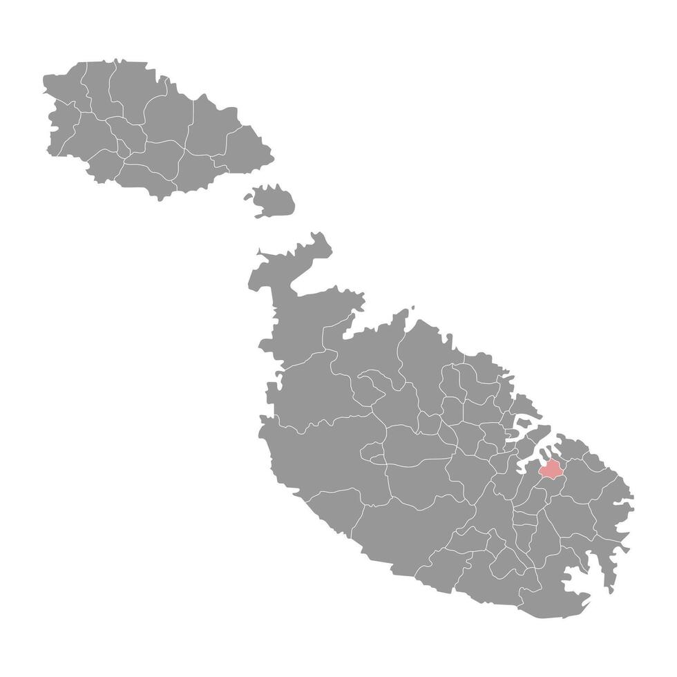 cospicua distrikt Karta, administrativ division av malta. illustration. vektor