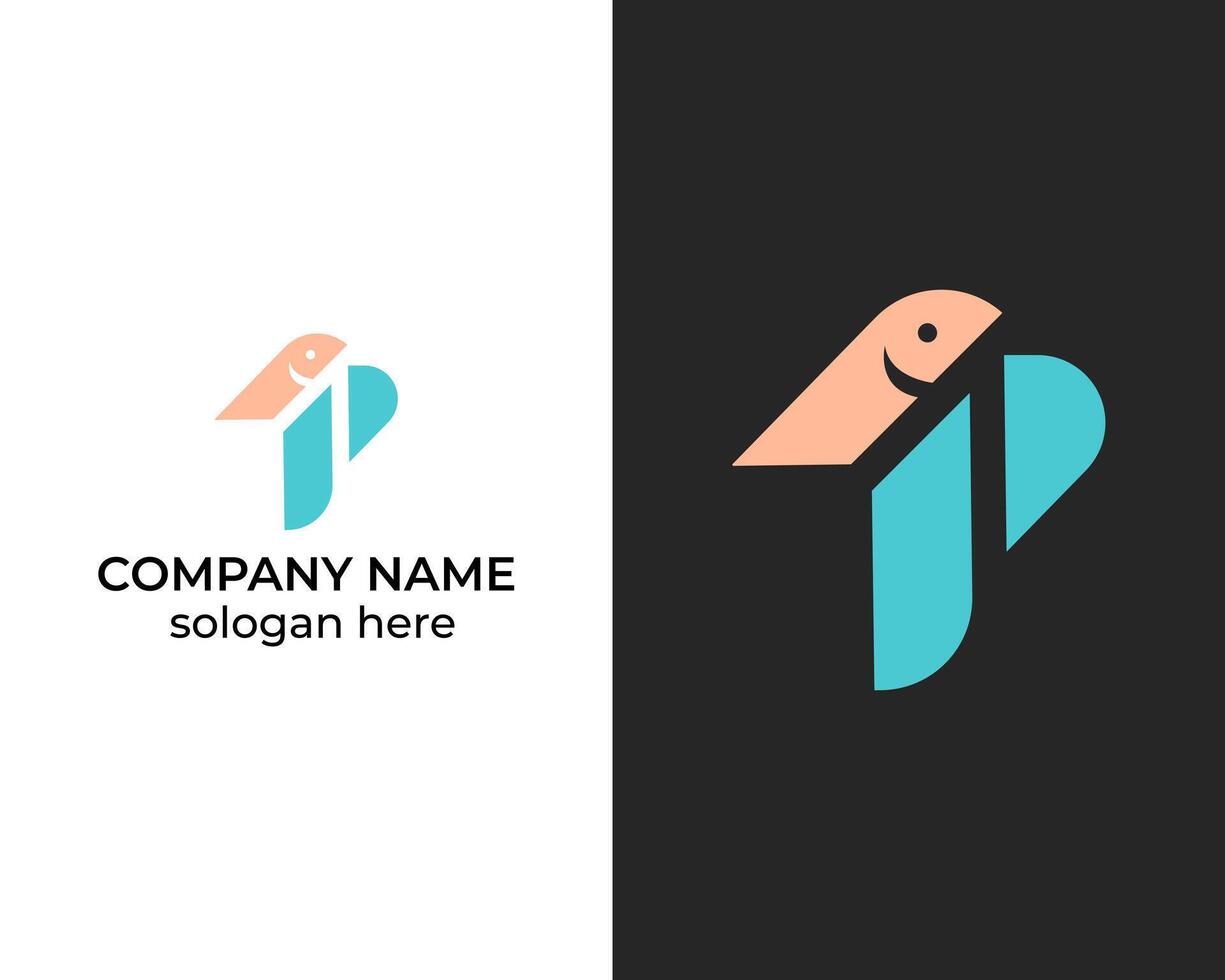 abstrakt brev p med fisk ikon logotyp design mall vektor