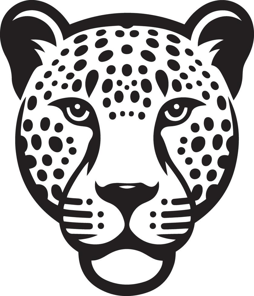 leopard ansikte silhuett illustration på vit bakgrund. vektor