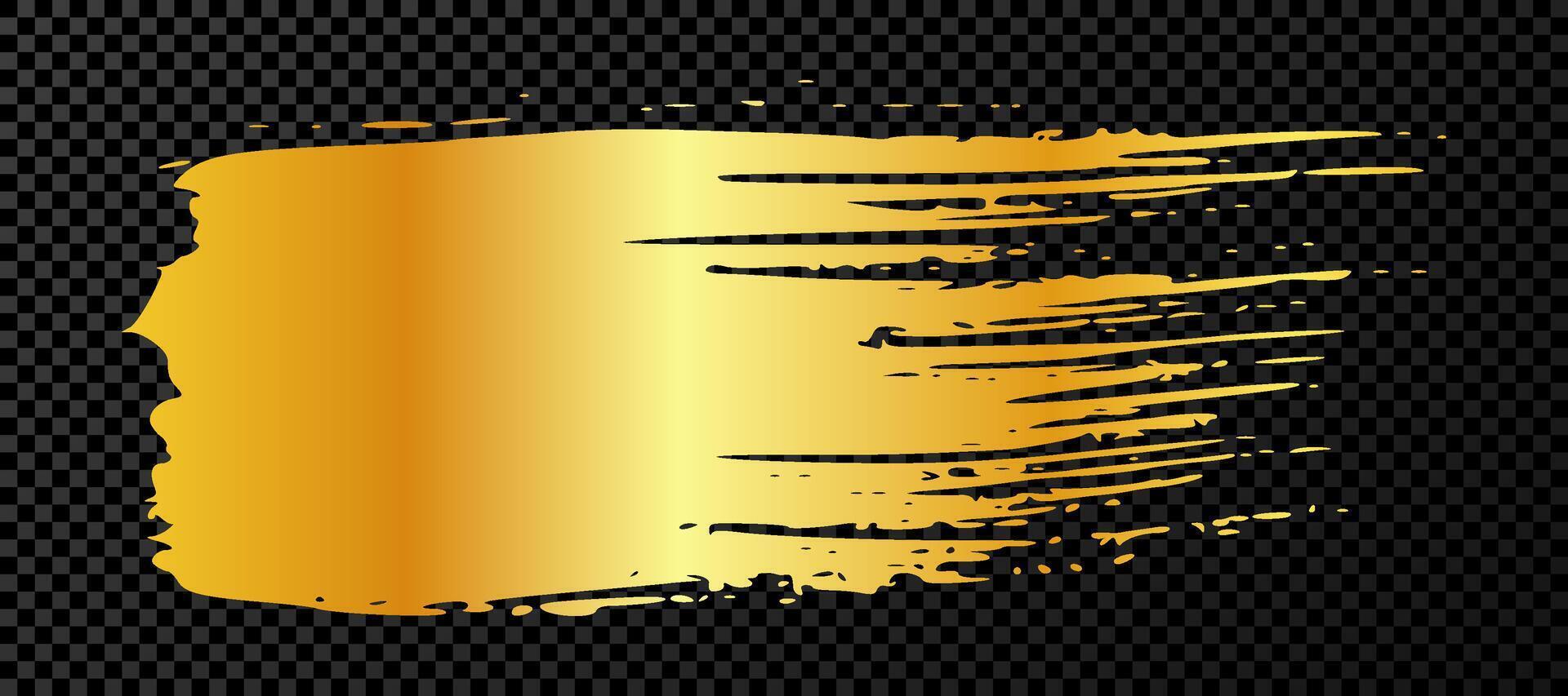 Gold Bürste Schlaganfall. Hand gezeichnet Tinte Flecken isoliert auf dunkel Hintergrund. Illustration vektor