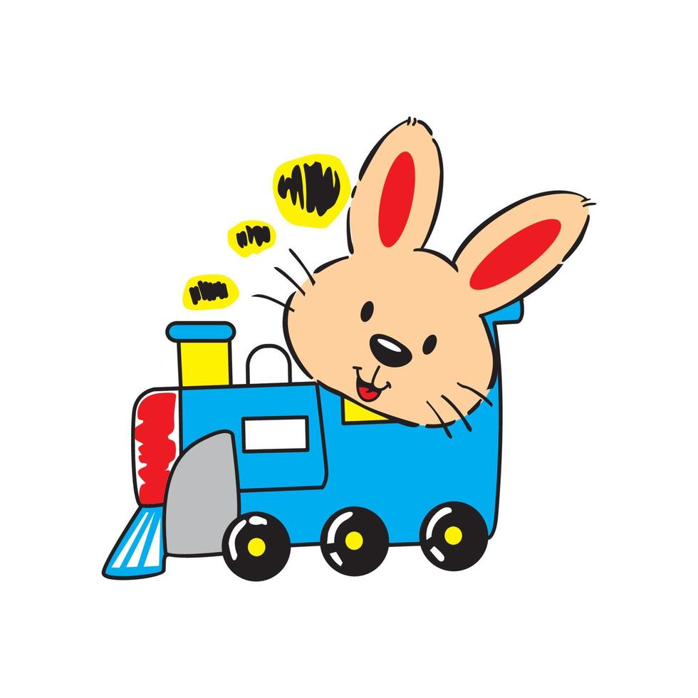 tecknad kanin som åker tåg - vektorillustration vektor