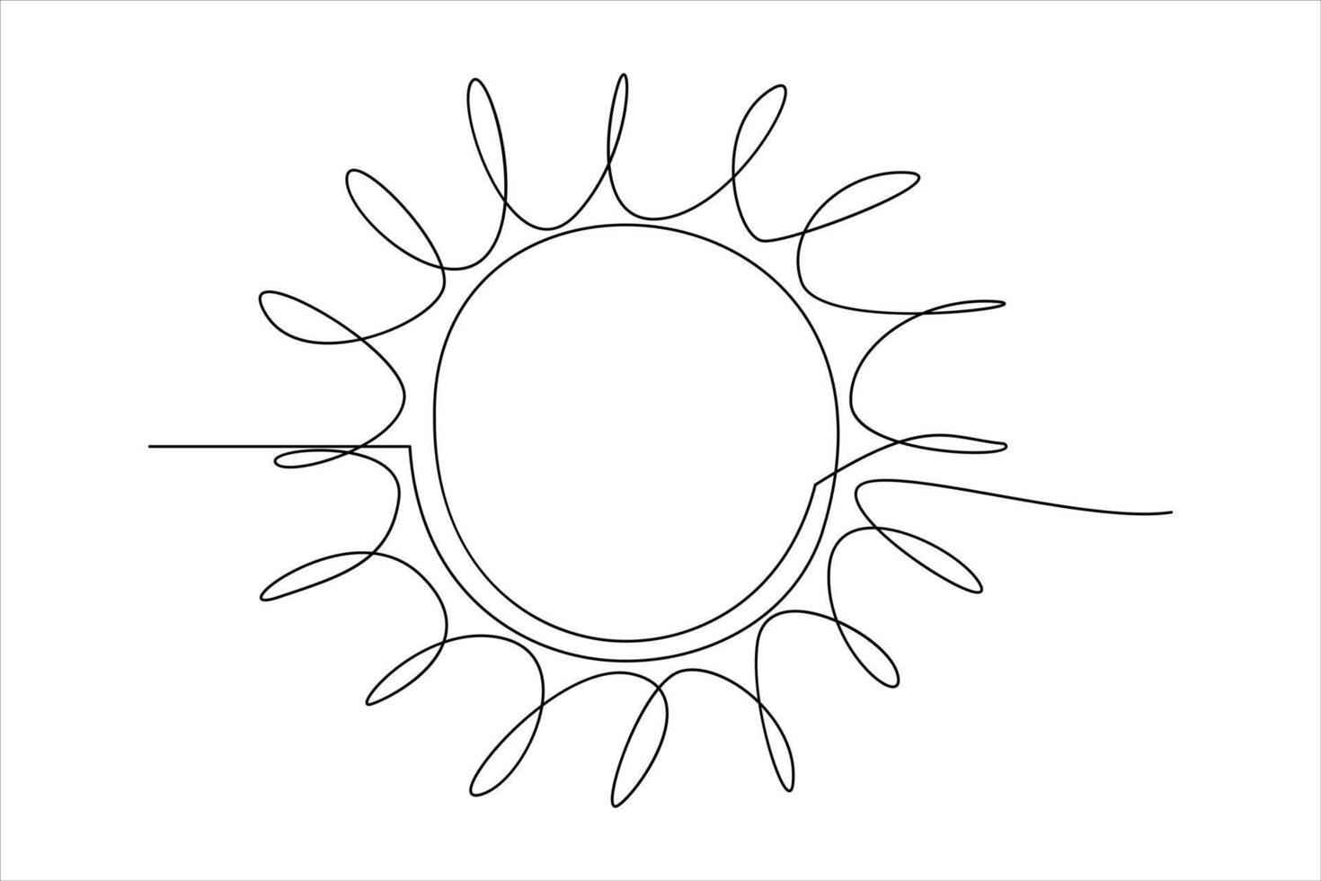 kontinuerlig ett linje teckning Sol konst sommar Sol kontur linje tecken linje konst illustration vektor