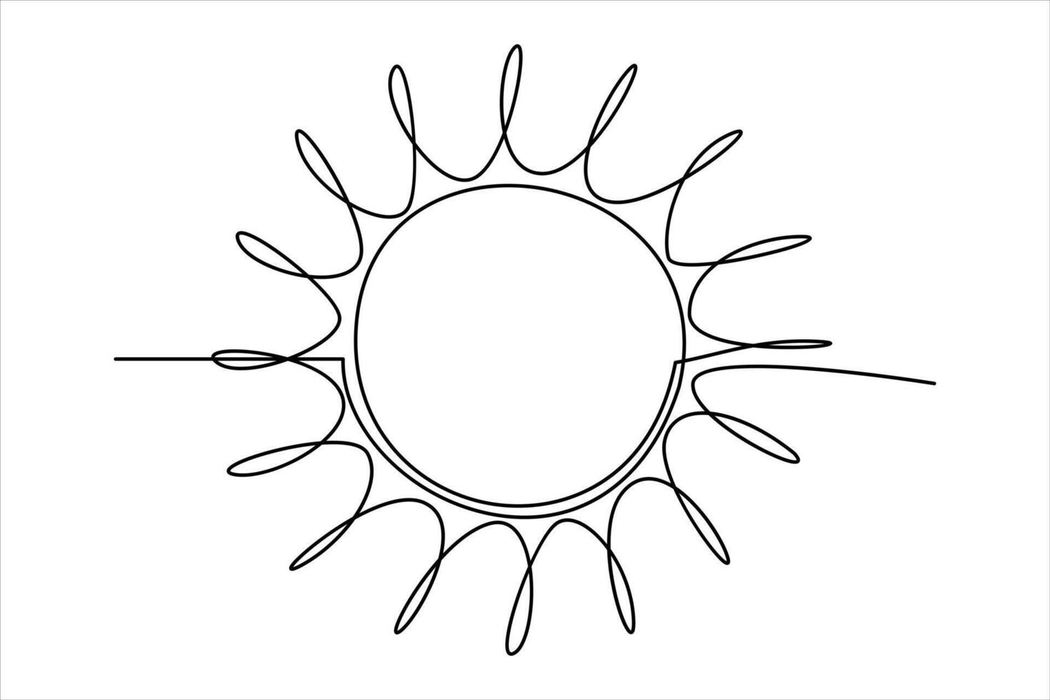 kontinuierlich einer Linie Zeichnung Sonne Kunst Sommer- Sonne Kontur Linie Zeichen Linie Kunst Illustration vektor