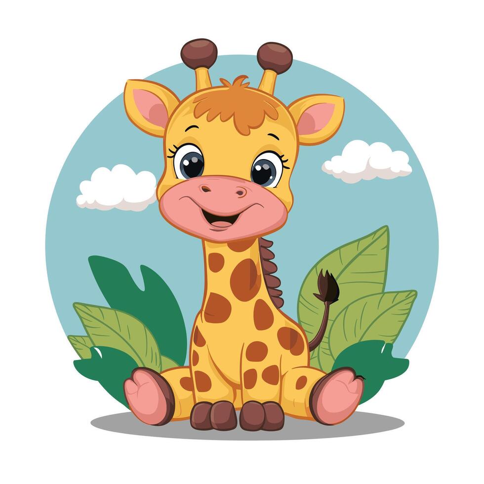 süß Giraffe Tier isoliert eben Illustration Weiß Hintergrund vektor