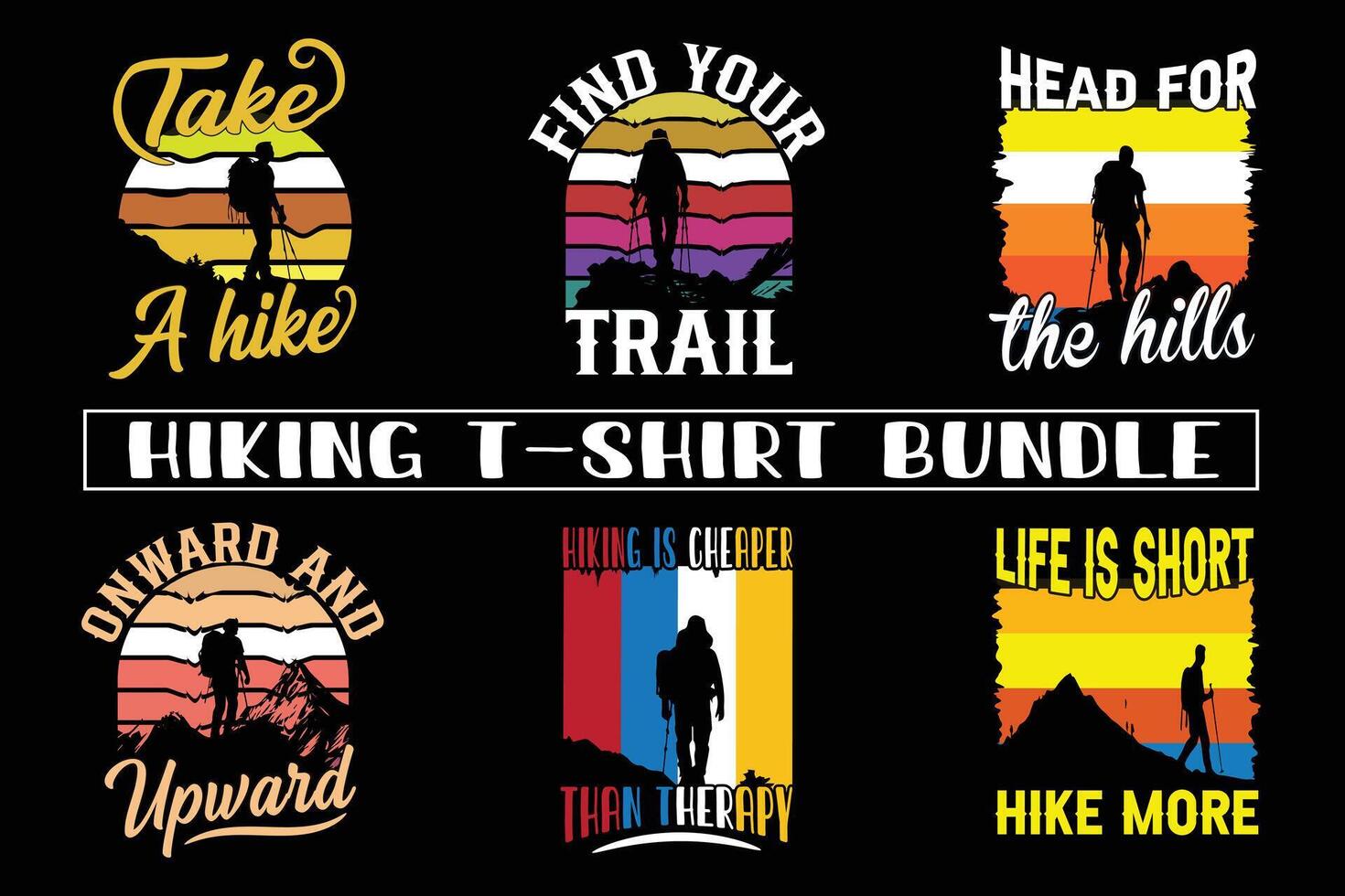Wandern t Hemd Design zum drucken auf Nachfrage, Abenteuer Berg draussen Wandern Benutzerdefiniert T-Shirt Design bündeln, Abenteuer ist Berufung Wandern vektor