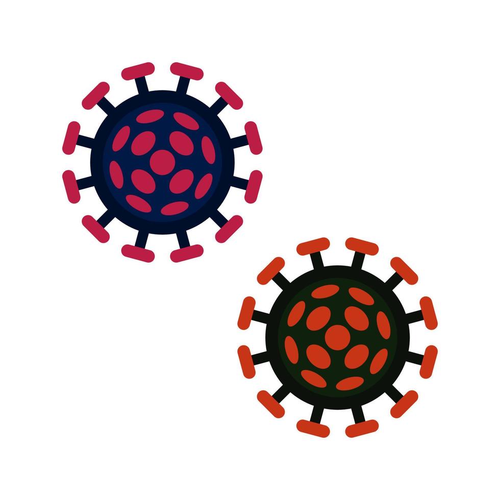 corona virus covid 19 bakterier ikon färg skiss vektor
