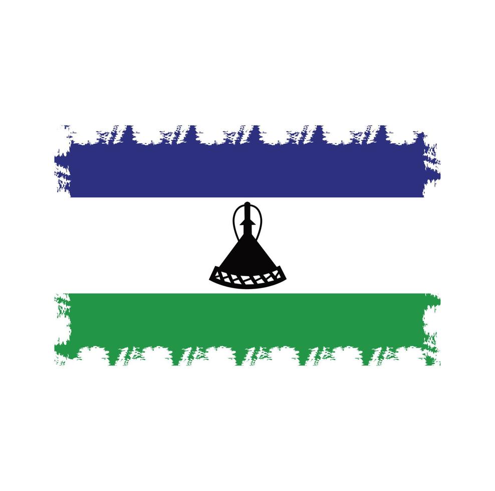 lesotho flagga penseldrag målade vektor