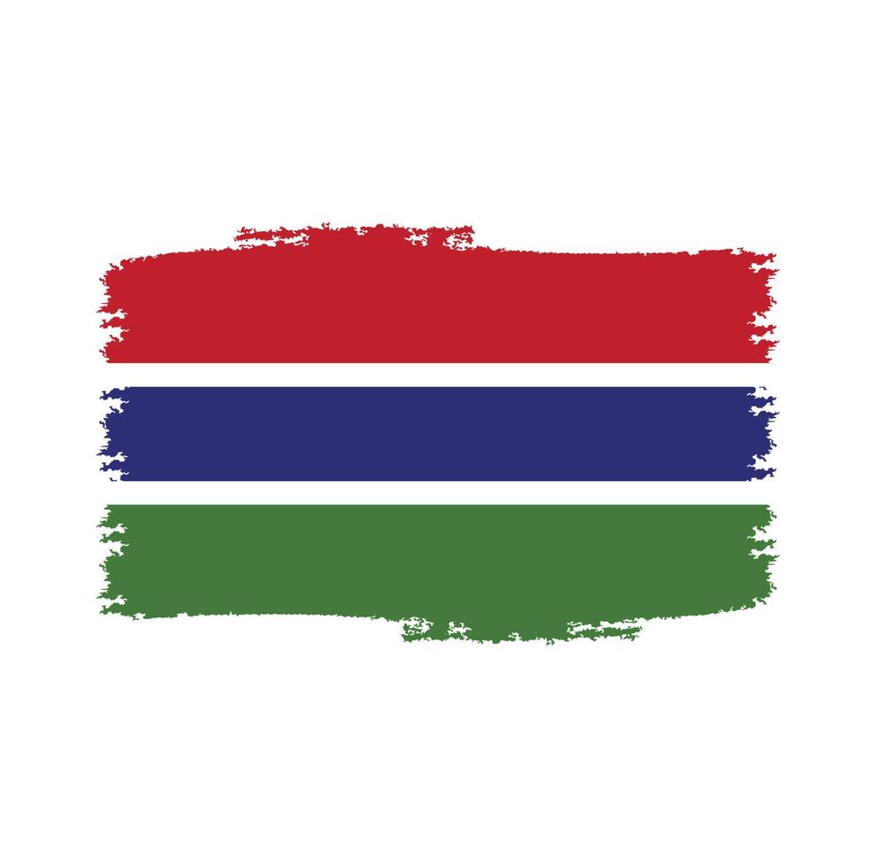 Gambia flagga vektor med akvarell borste stil