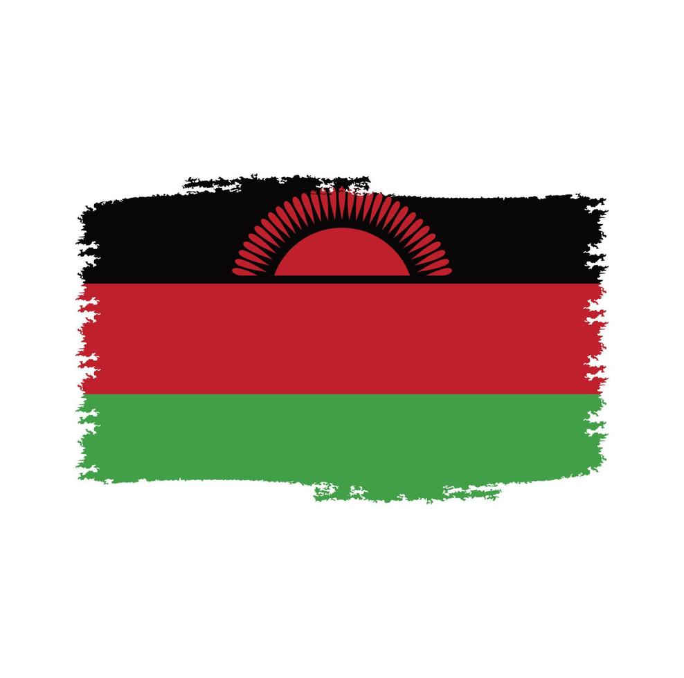 Malawi-Flaggenvektor mit Aquarellpinselart vektor