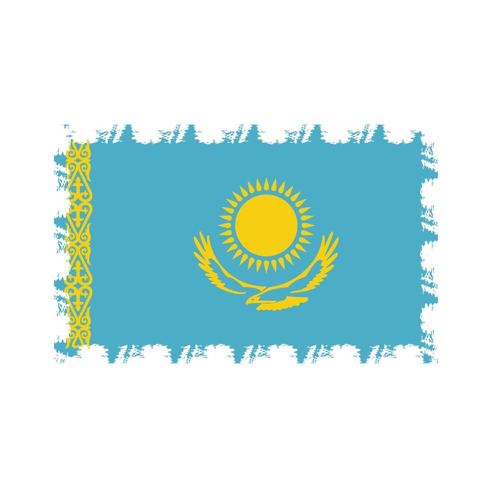 Kasachstan-Flaggenvektor mit Aquarellpinselart vektor