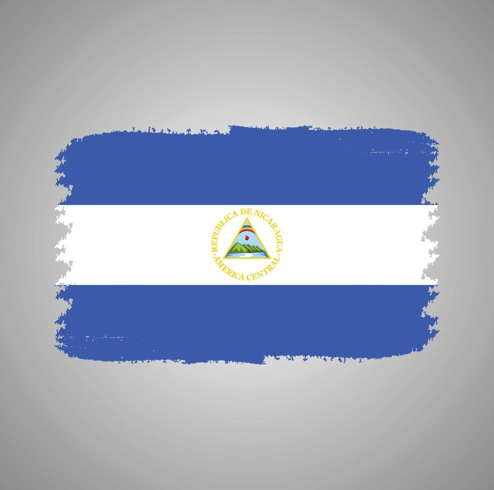 Nicaragua-Flaggenvektor mit Aquarellpinselart vektor