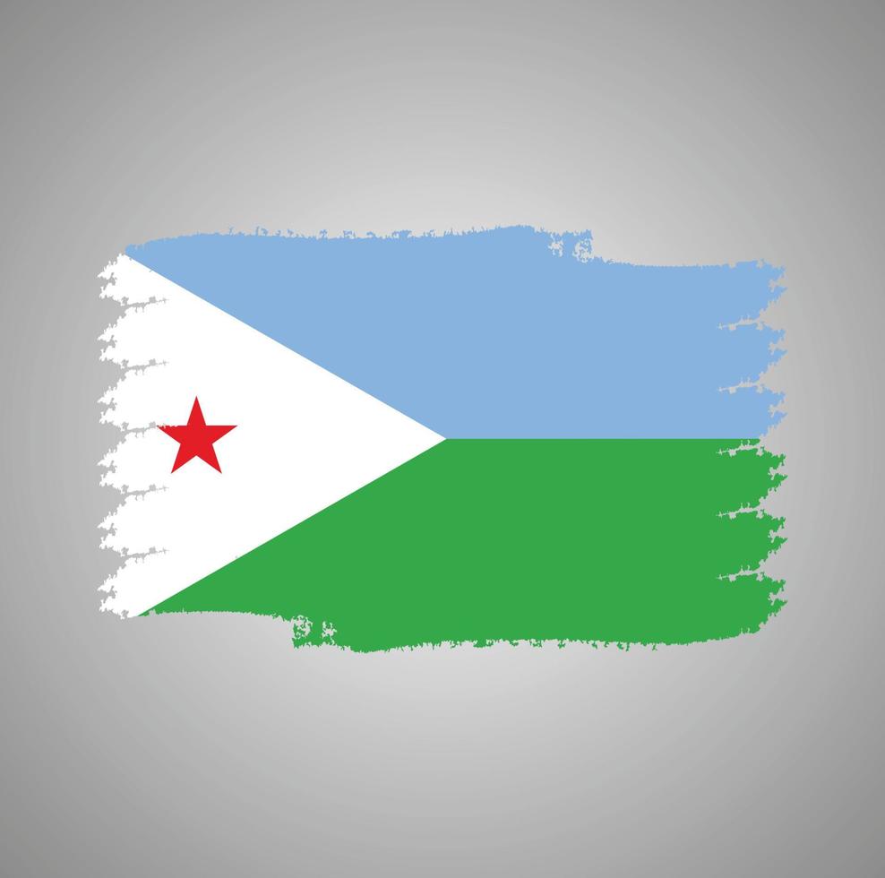 djibouti flagga vektor med akvarell borste stil