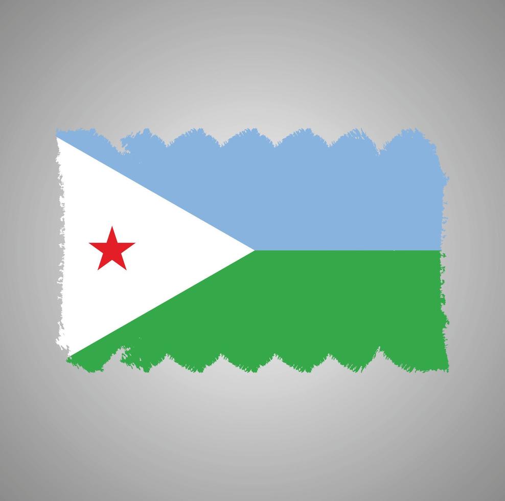 djibouti flagga vektor med akvarell borste stil