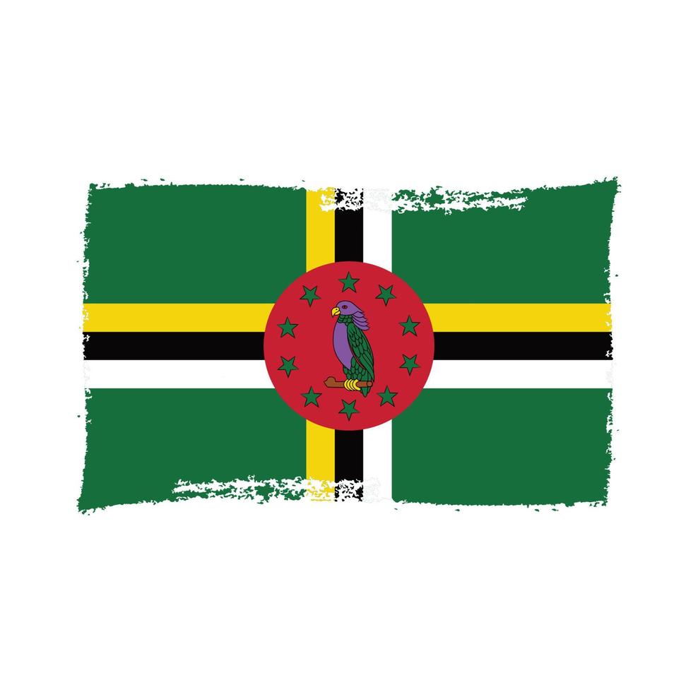 dominica flagga penseldrag målade vektor