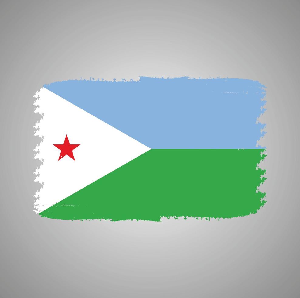 djibouti flagga vektor med akvarell borste stil