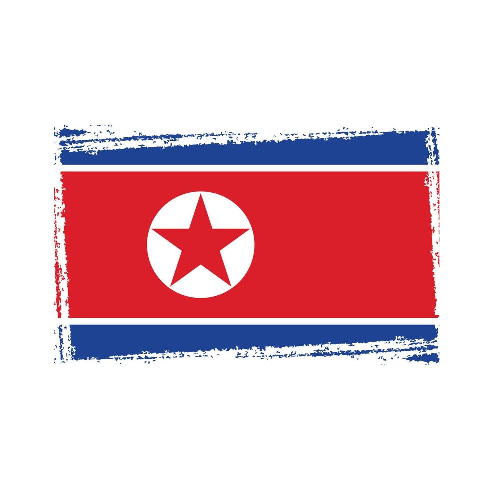 Nordkoreas flagga vektor med akvarell borste stil