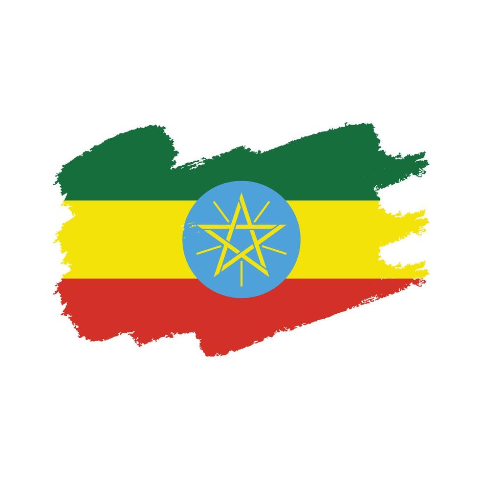 etiopien flagga penseldrag målade vektor
